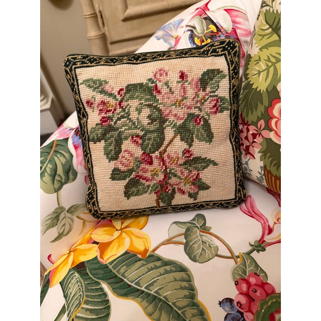1970s Vintage Needlepoint Pillow For Sale - Image 5 of 6