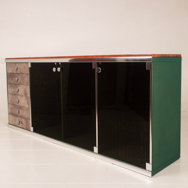 Marble and Leather Tucroma Sideboard by Guido Faleschini for i4 Mariani, 1970 For Sale - Image 6 of 18