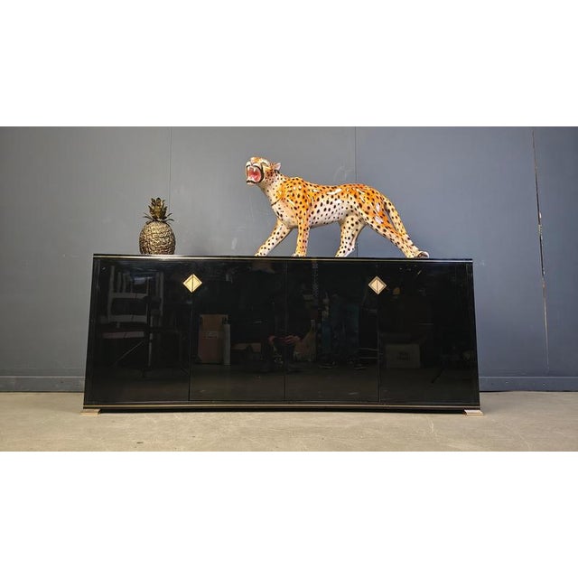 Brass and Lacquer Sideboard from Pierre Vandel, 1970s For Sale - Image 6 of 14