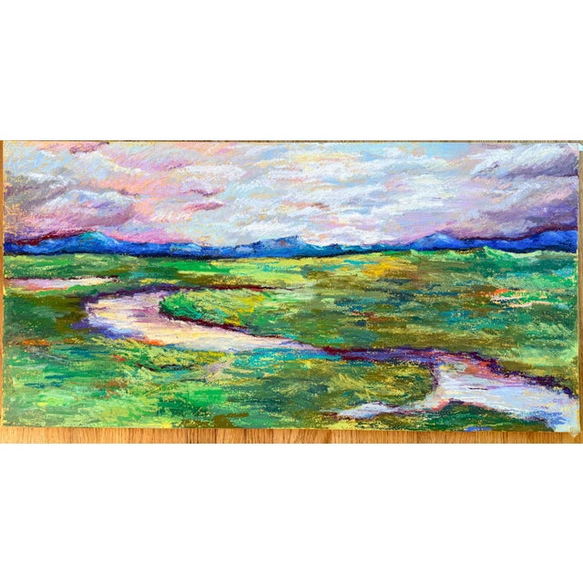 Original Oil Pastel Landscape Painting For Sale In Dallas - Image 6 of 6