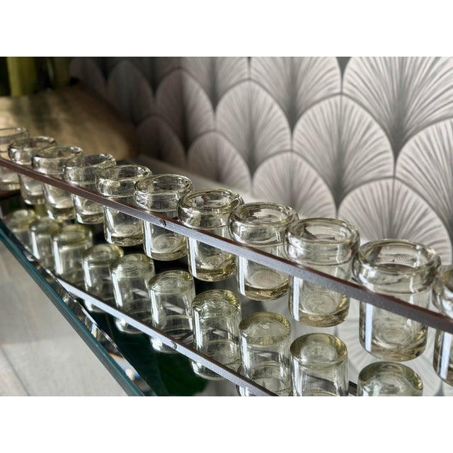 Early 21st Century Jan Barboglio 12-Step Glass & Iron Metal 40.5” Firedance Railroad Votive Candleholder Candelabra For Sale - Image 5 of 12