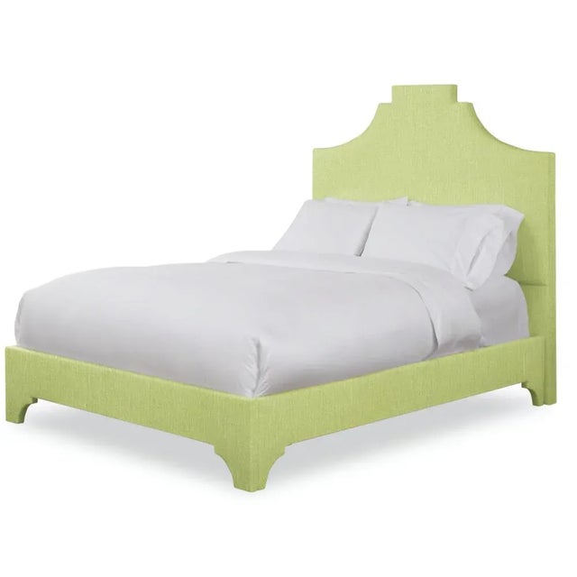 Modern Nadine Full/Double Bedframe, Apple Linen For Sale - Image 3 of 4