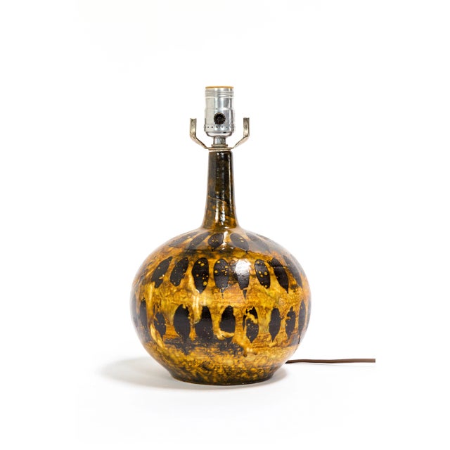 Wood 1970s Petite Spotted Glaze Gourd Lamp For Sale - Image 7 of 7