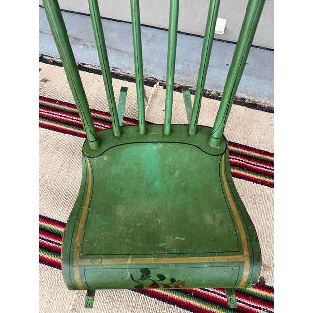 Farmhouse Antique Pennsylvania Paint Decorated Plank Seat Farmhouse Rocking Chair, 1850’s For Sale - Image 3 of 12
