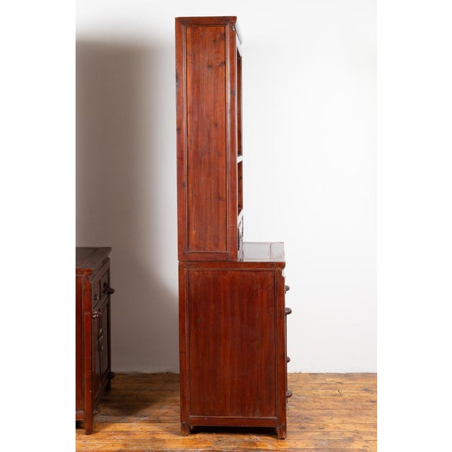 Antique Chinese Two Part Lacquered Cabinet With Shelves Chairish