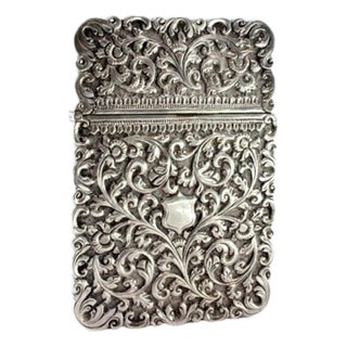 Silver Cardboard Box with Reliefs and Monogram with Hinged Lid For Sale