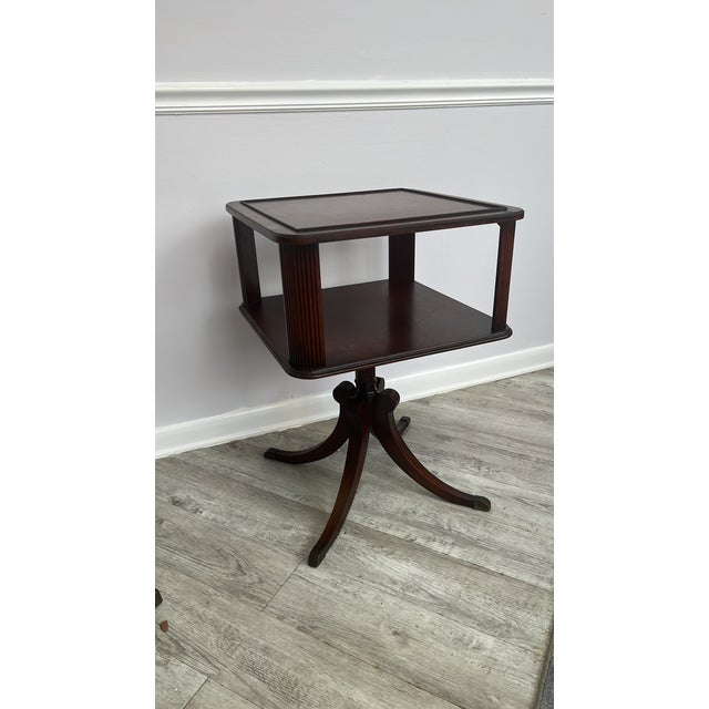 Traditional Antique Federal Two Tiered Side Book Library Table For Sale - Image 3 of 9