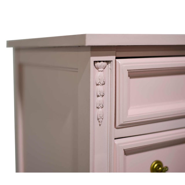 Mid Century Transitional Highboy Dresser in Pink- Newly Painted For Sale - Image 9 of 11