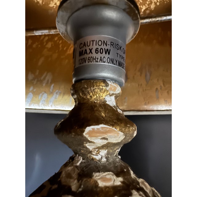 Metal Pair of Buffet Lamps With Antique Fragments For Sale - Image 7 of 8