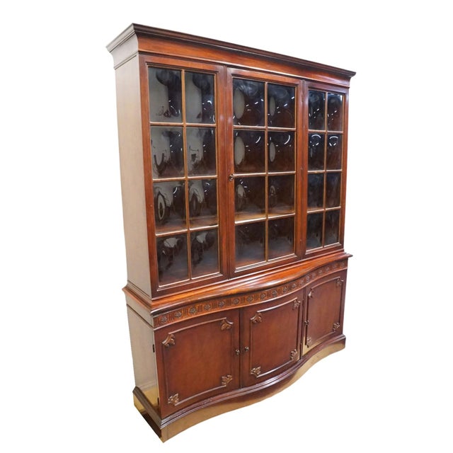 HIGH END VINTAGE Solid Mahogany Traditional Style 56" China Cabinet w. Bubble Glass 73.25" High 56.25" Wide 16.5" Deep We...