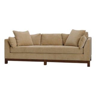 Mid-Century Modern Sofa – French Yellow Performance Fabric For Sale