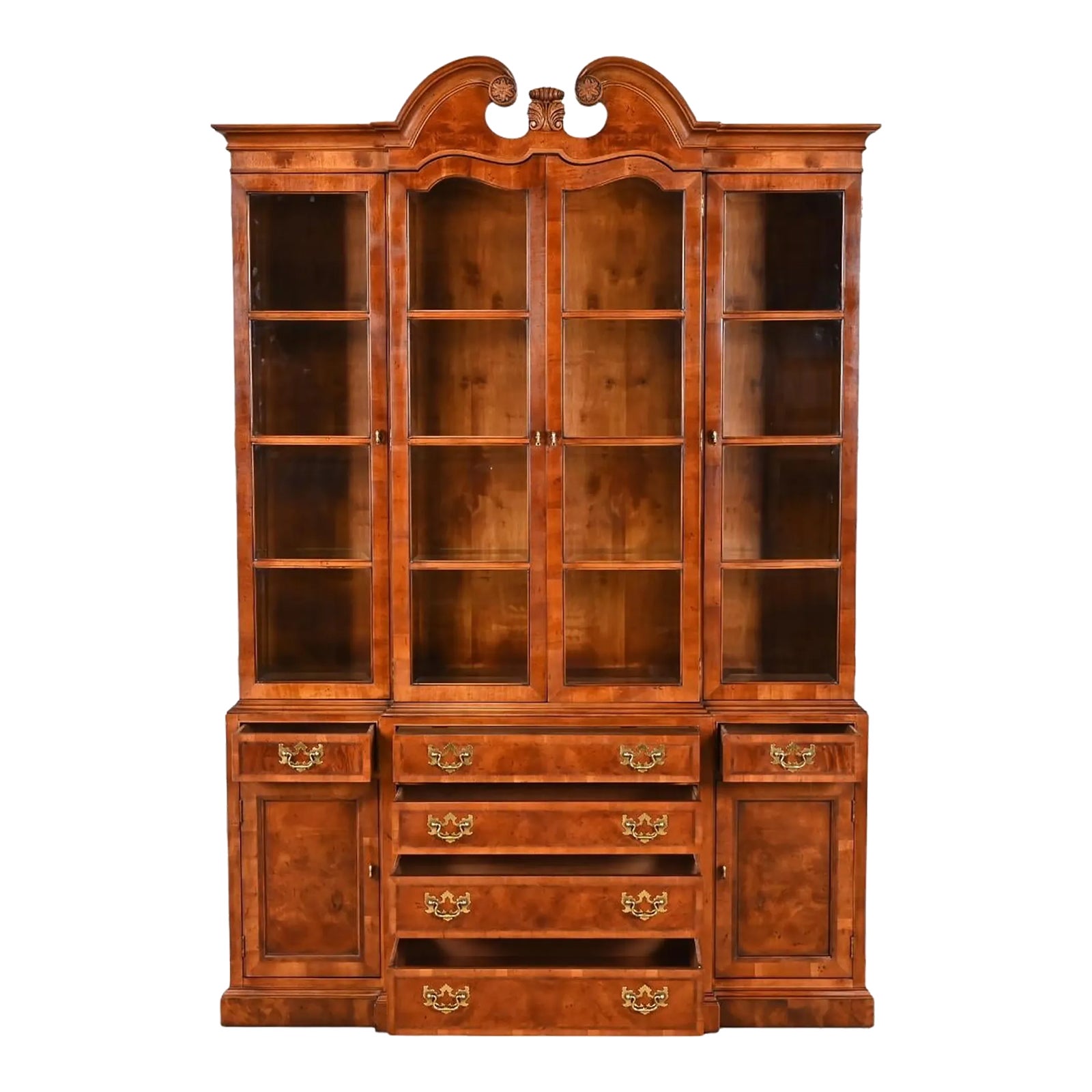 Henredon Flame Mahogany Georgian Breakfront Aston Court Collection