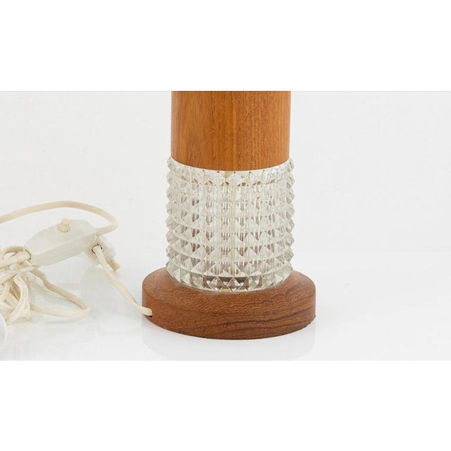Orrefors Teak & Glass Table Lamps from Orrefors, Sweden, 1960s, Set of 2 For Sale - Image 4 of 5