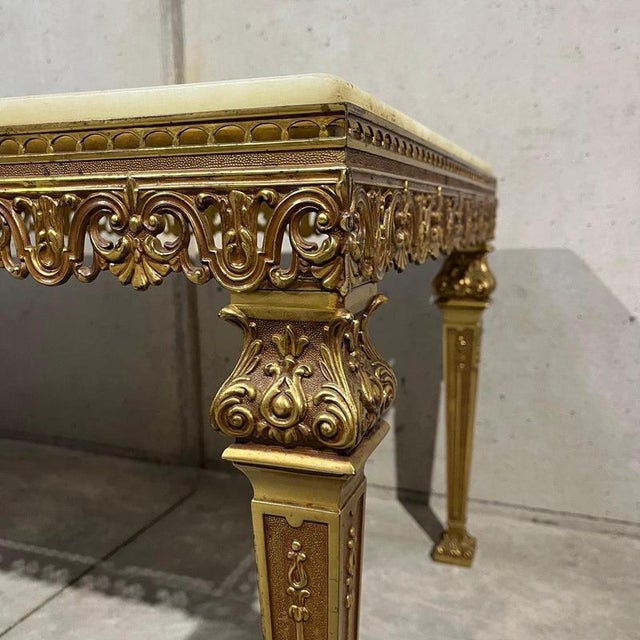 Living Room Table in Brass and Marble For Sale - Image 3 of 13
