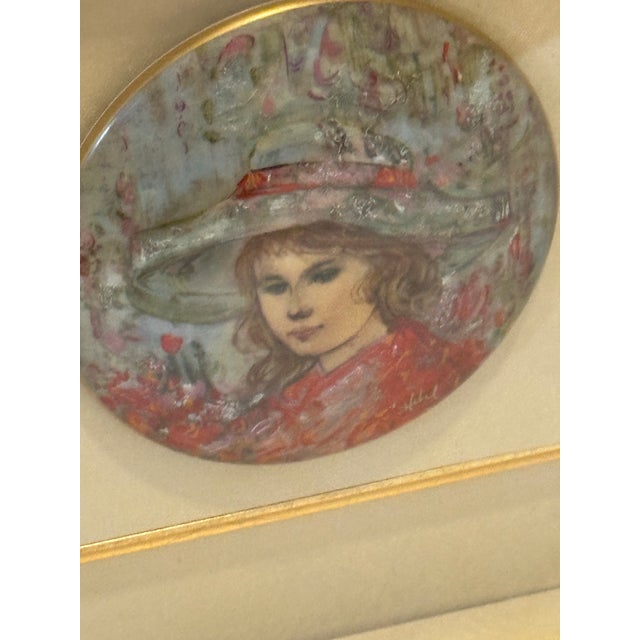 Edna Hibel “Fiore” The Song of Life Miniature Porcelain medallion Limited edition 532/1000 Made in West Germany Gold gilt...