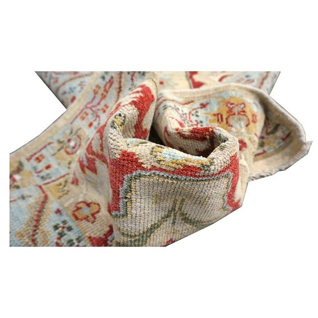 21st Century Afghan Sultanabad 3x10 Tan, Red & Light Blue Handmade Runner Rug #1144042 For Sale In Houston - Image 6 of 7