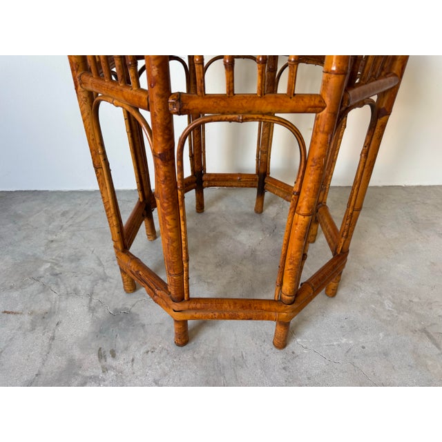 Vintage Burnt Bamboo Octagonal Brighton Pavilion-Style Side Table For Sale - Image 10 of 12