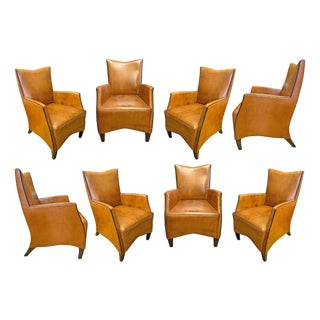 Set of Eight Leather Dining Chairs by Bart Van Bekhoven For Sale