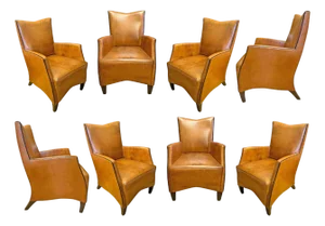 Set of Eight Leather Dining Chairs by Bart Van Bekhoven