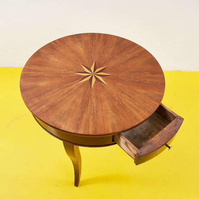 Round Wooden Table with Drawer For Sale - Image 4 of 12