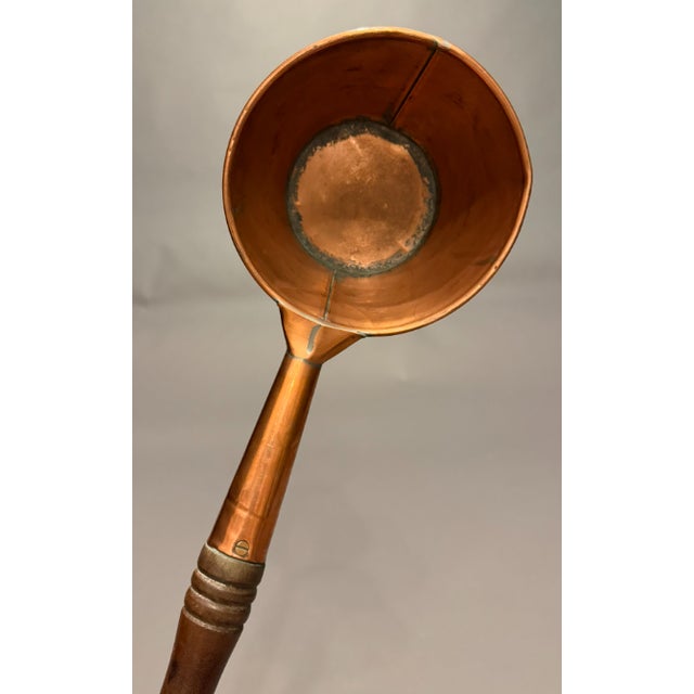 Large Dutch Copper Dipper With Walnut Handle, Hand Rolled Edge, Circa 1890 For Sale - Image 4 of 6