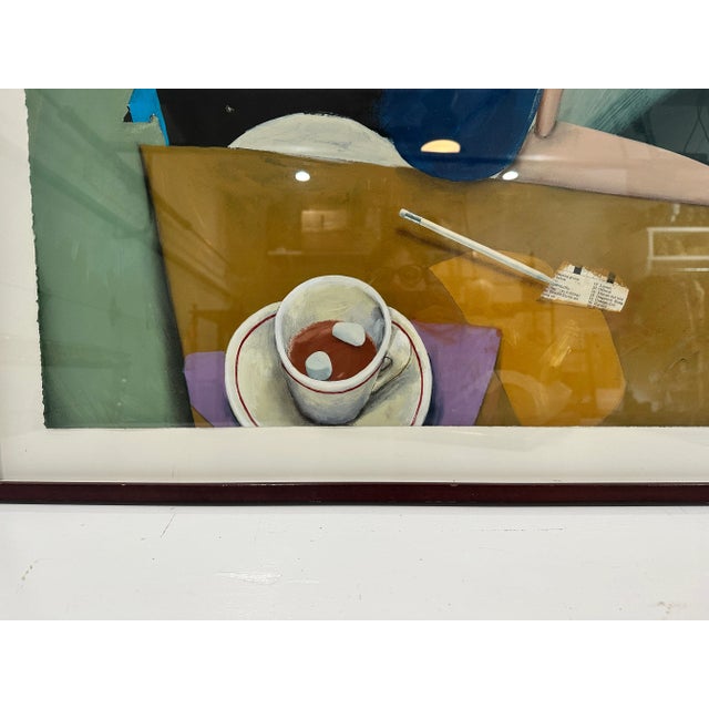 1990s Mixed Media Still Life by Sisk – Watercolor With Collage Elements, Framed For Sale - Image 5 of 7