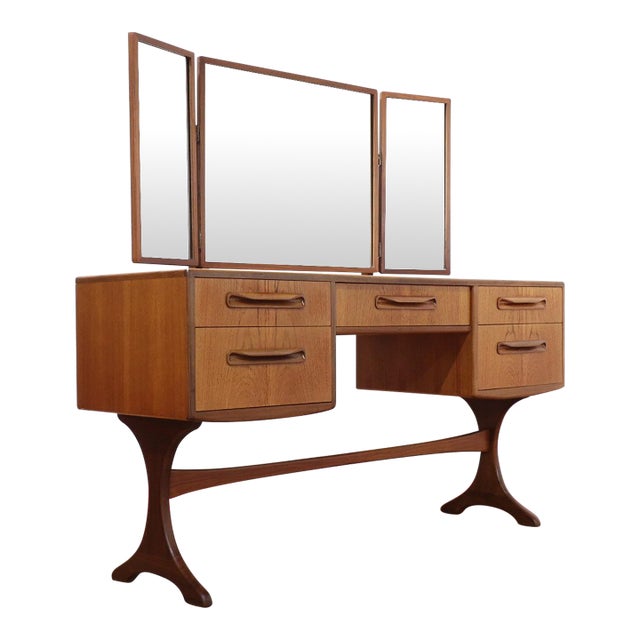 1960s Mid Century Modern Vintage Teak Vanity Desk by G Plan Dansih Style Dresser For Sale
