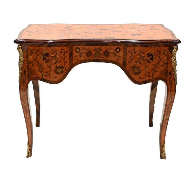 French Writing Desk in Marquetry Inlay For Sale - Image 11 of 14