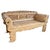 Vintage Washed Teak Sleigh Arm Outdoor / Indoor Bench For Sale - Image 4 of 7