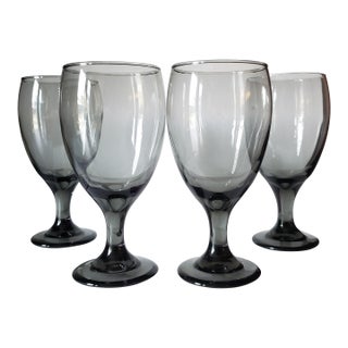 Vintage Libbey Classic Smoke Goblet Beverage Glasses - Set of 4 For Sale