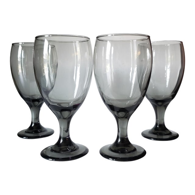 Vintage Libbey Classic Smoke Goblet Beverage Glasses - Set of 4 For Sale