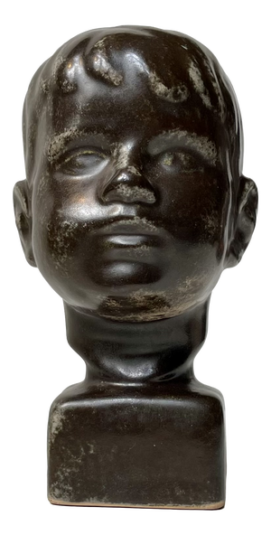 Mid-Century Danish Boy Head Bust in Glazed Ceramic by Johgus Bornholm, 1950s