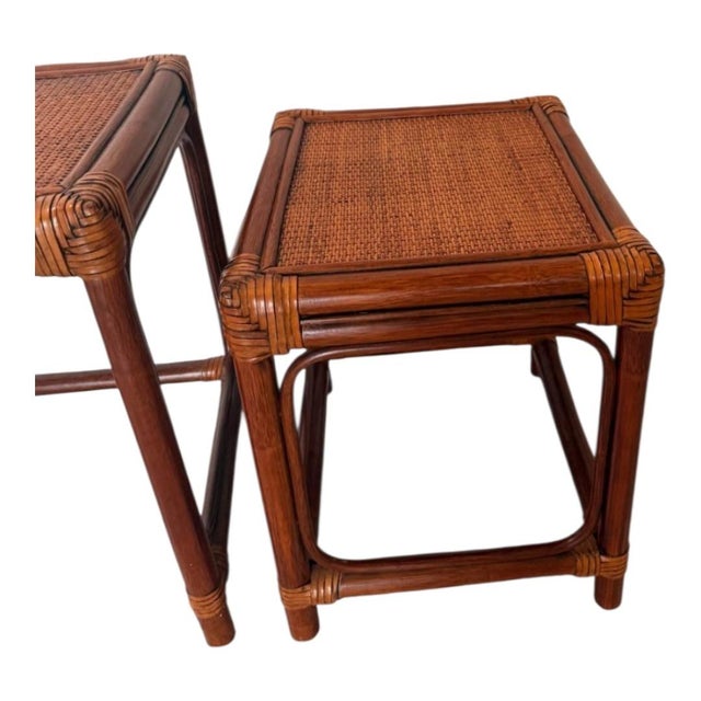 Late 20th Century McGuire Manner Rattan Nesting Tables For Sale In Naples, FL - Image 6 of 6