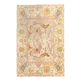 Persian Wool Sultanabad 4x7 Ivory, Light Blue, Pink & Orange Handmade Area Rug #1141234 For Sale