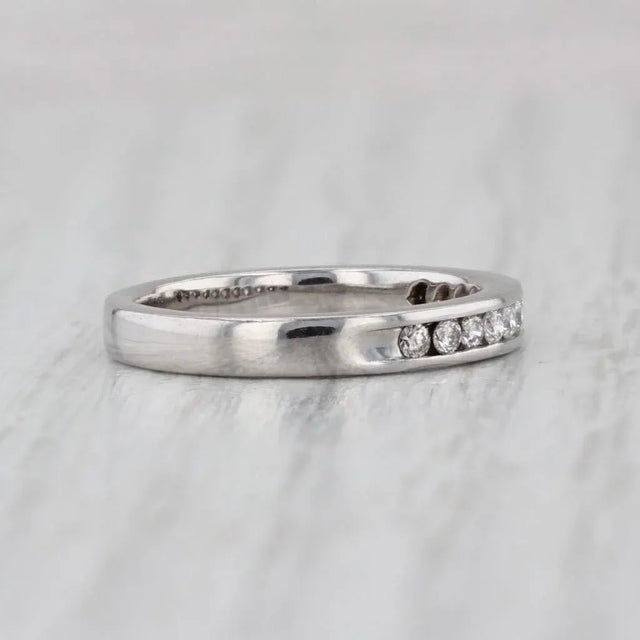 0.25ctw Diamond Wedding Band 18k White Gold Size 4.75 Stackable Anniversary Ring For Sale In Greensboro - Image 6 of 7