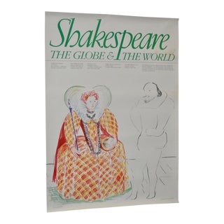 "Shakespeare: The Globe & The World" Exhibition Poster by David Hockney Circa 1979 For Sale