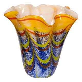 Vintage 20th Century Italian Hand Blown Murano Glass Vase, 1990s For Sale