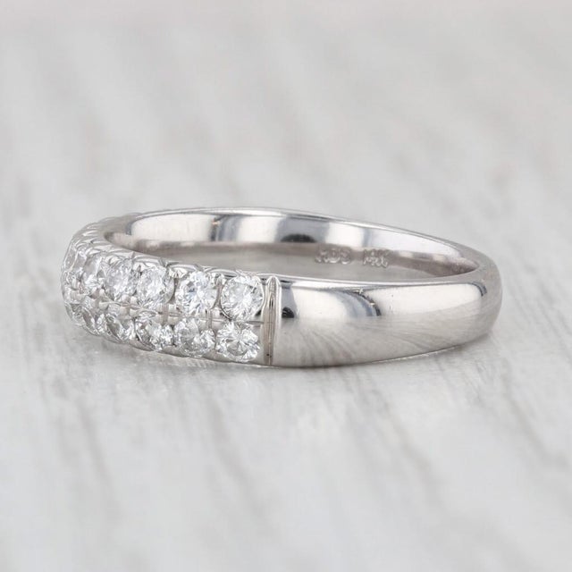 0.90ctw Diamond Wedding Anniversary Band 14k White Gold Size 7 Stackable Ring For Sale - Image 4 of 8