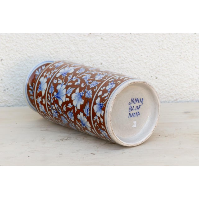 Blue Blue Bloom Jaipur Cylinder Vase For Sale - Image 8 of 9