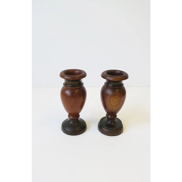19th Century English Turned Walnut Urn Wood Spill Vases - A Pair For Sale - Image 9 of 12