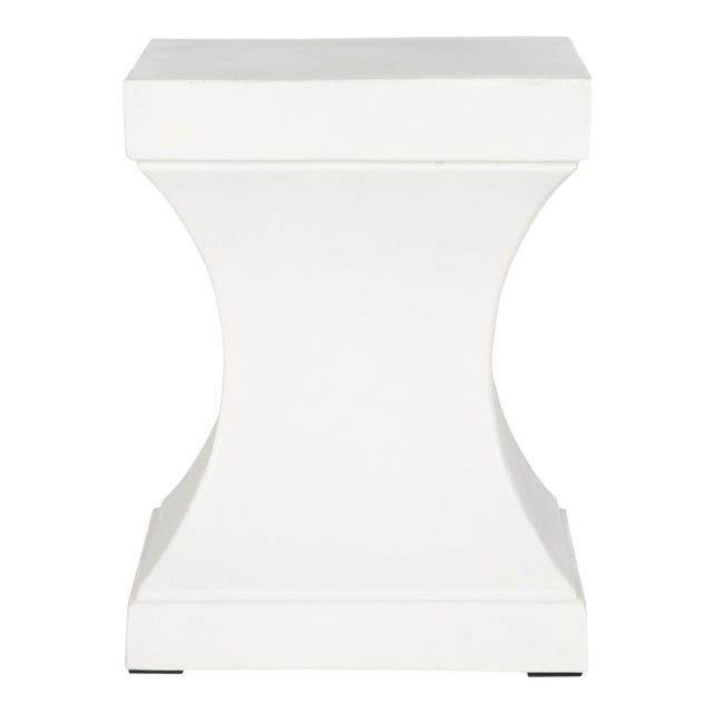 Indoor & Outdoor Modern Concrete 17.7-Inch H Accent Table in Ivory For Sale
