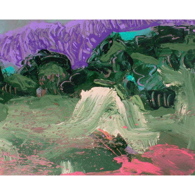 Abstract Signed 1980s Abstract Acrylic Landscape by Harry Hilson For Sale - Image 3 of 7