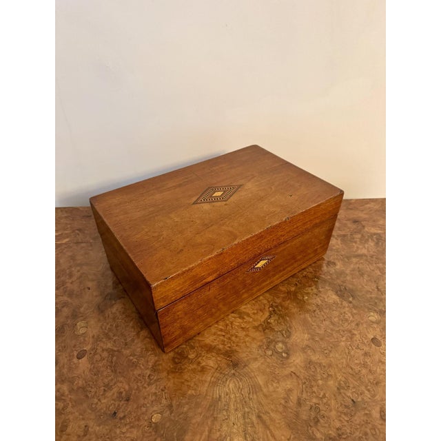Brown Antique Victorian Walnut Tunbridge Ware Inlaid Writing Slope, 1860 For Sale - Image 8 of 8