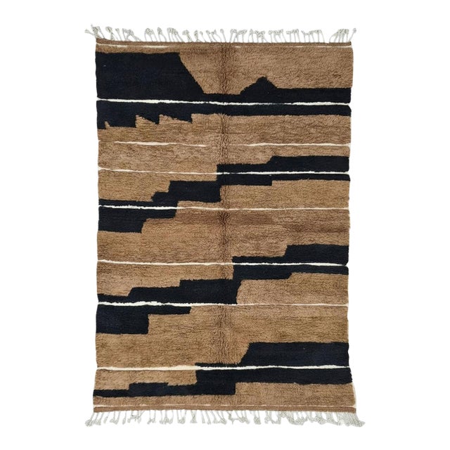 Brown and Black Moroccan Rug - 10.1 X 6.7 Ft For Sale