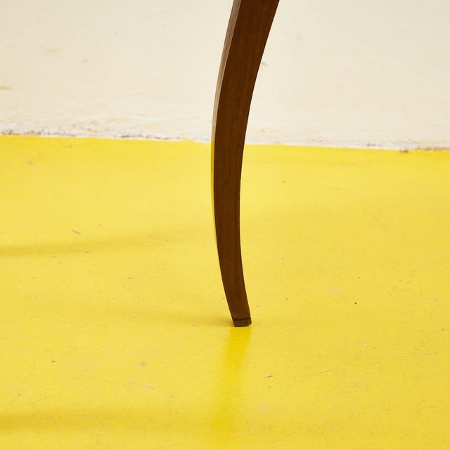 Brown Round Wooden Table with Drawer For Sale - Image 8 of 12