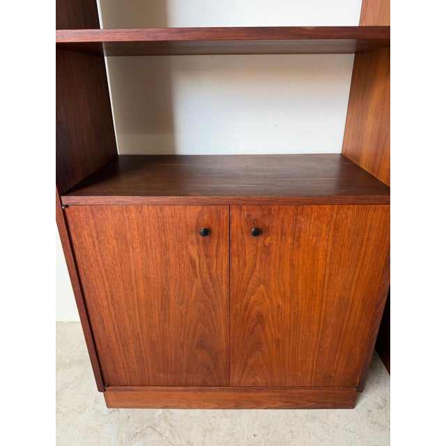 Brown 1960s Mid-Century Modern Jack Cartwright for Founders Furniture Walnut & Cane Storage Cabinets – A Pair For Sale - Image 8 of 16