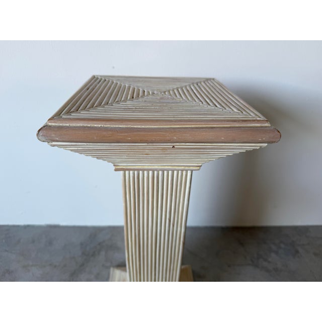 1980s 1980s Vintage Pencil Reed Rattan Pedestal Plant Stand – Coastal Organic Style For Sale - Image 5 of 11