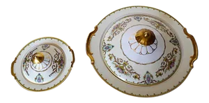 Vintage Noritake Covered "M/Japan." Covered Serving Bowls S/2