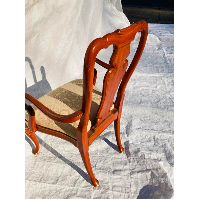 80's Queen Anne Style Arm Chair , Original Paint by the Company Coral and Gold 39”H X 24”W X 23”D , Seat H 18” , Makers...