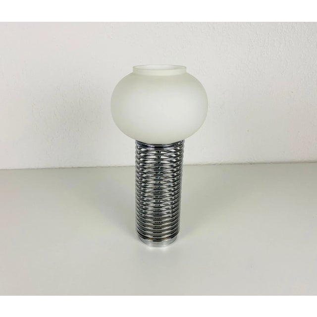 Mid-Century Modern Chrome and Opal Glass Table Lamp, Italy, 1960s For Sale - Image 3 of 11